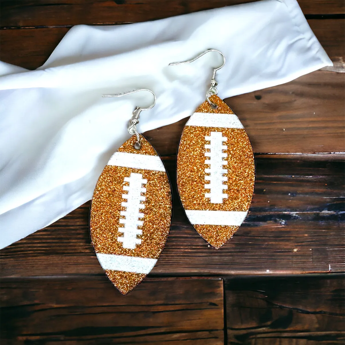 Football Earrings - Football Jewelry, Super Bowl Earrings, Handmade Earrings, Handmade Jewelry, Shell Earrings, Rugby Earrings, Cheerleader, Football Mom