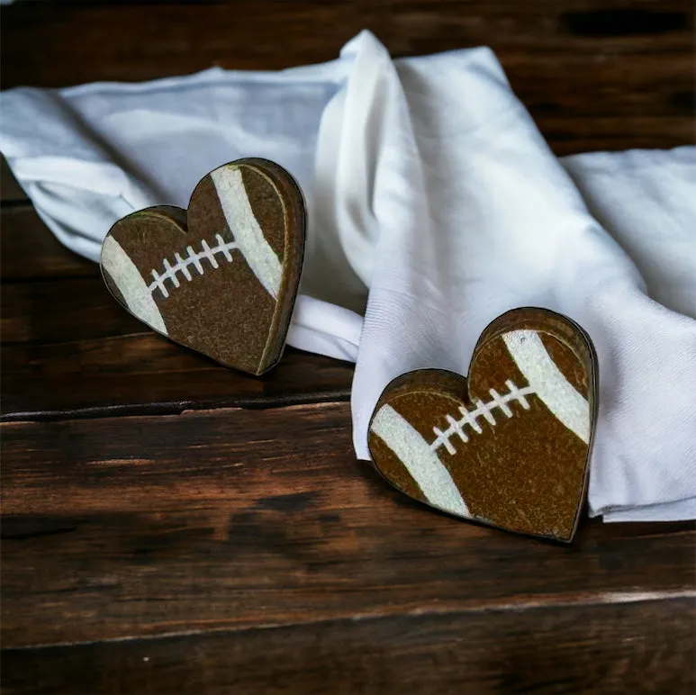 Football Studs - Football Earrings, Football Jewelry, Super Bowl Earrings, Handmade Earrings, Handmade Jewelry, Shell Earrings, Rugby Earrings, Cheerleader, Football Mom, Stud Earrings