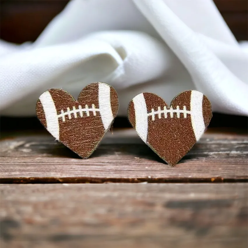 Football Studs - Football Earrings, Football Jewelry, Super Bowl Earrings, Handmade Earrings, Handmade Jewelry, Shell Earrings, Rugby Earrings, Cheerleader, Football Mom, Stud Earrings