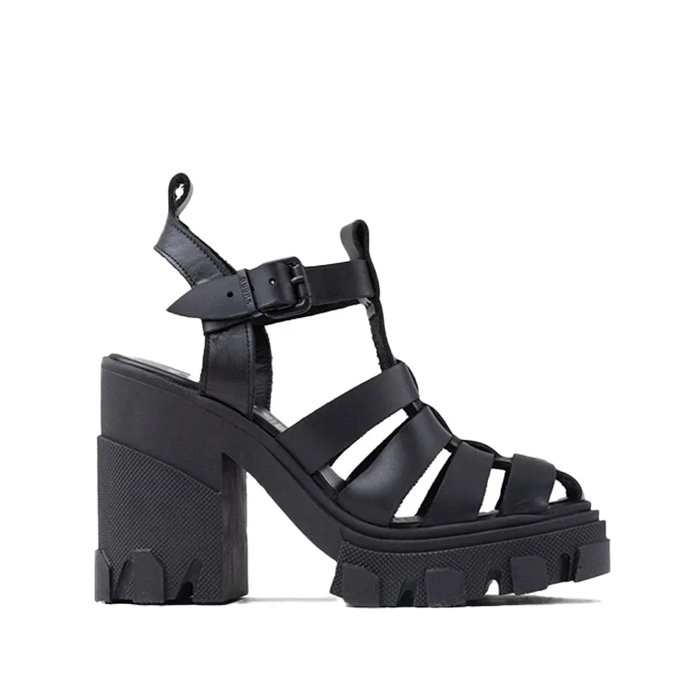 Furrow Black Chunky Sandals