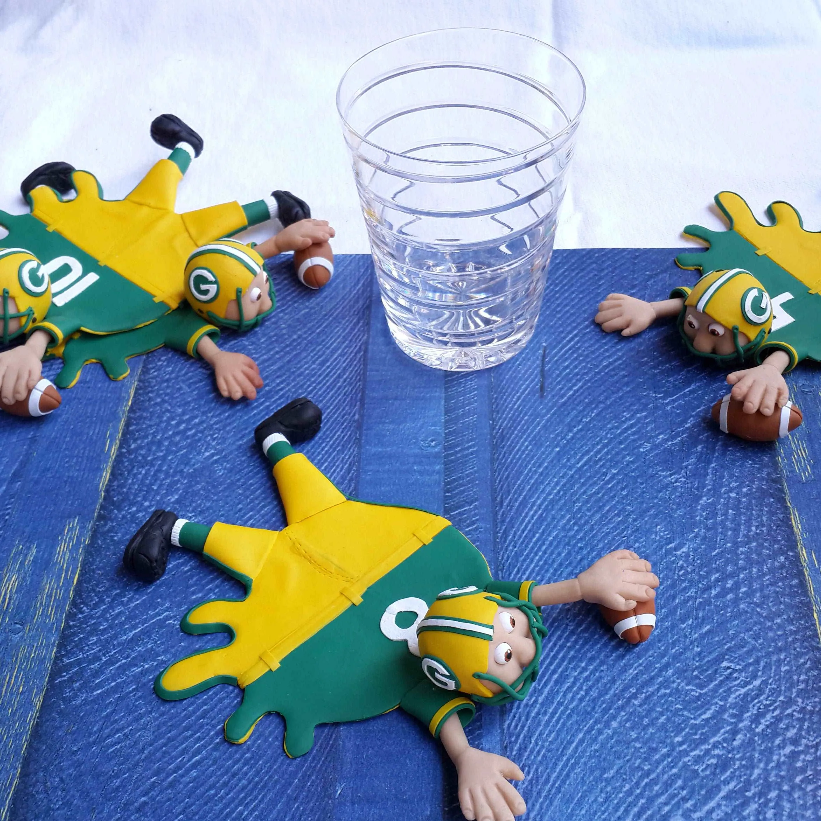 Green American Football  Splattered Clay Coaster