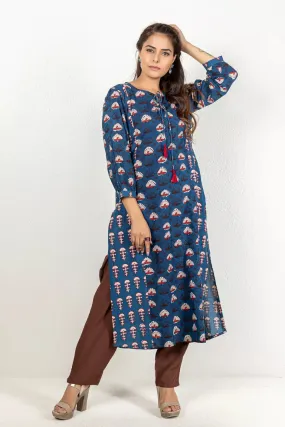 Hand Block Jaota Printed Indigo Dress