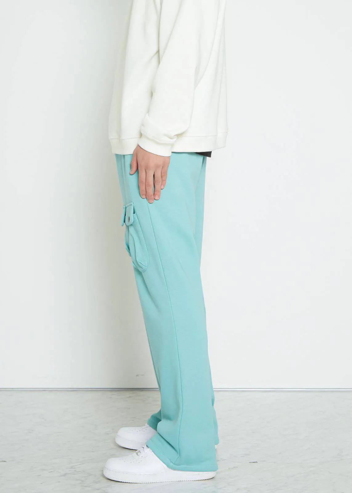 Konus Men's Wide Print Patch French Terry Sweatpants in Teal