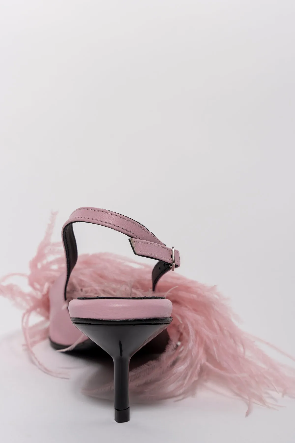 LIGHT PINK FEATHER SLING BACKS