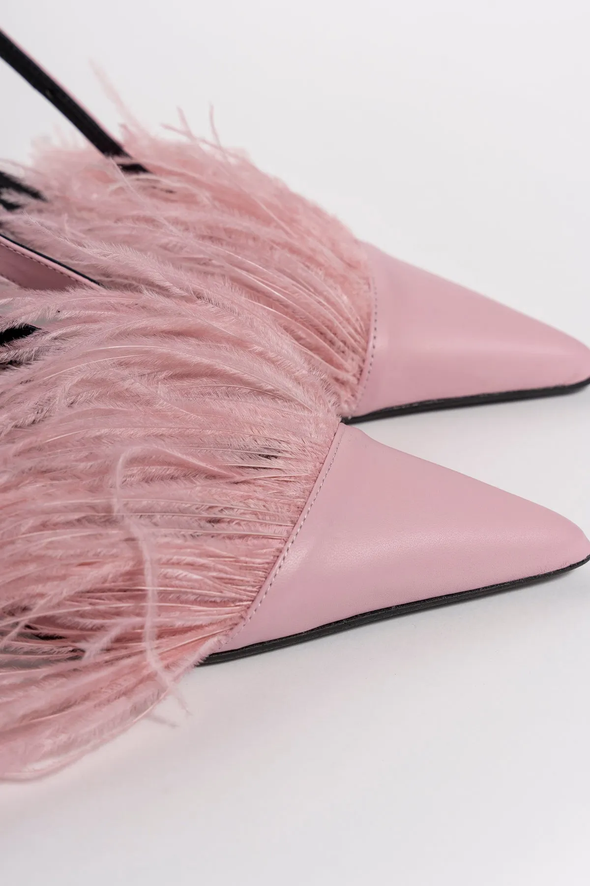 LIGHT PINK FEATHER SLING BACKS