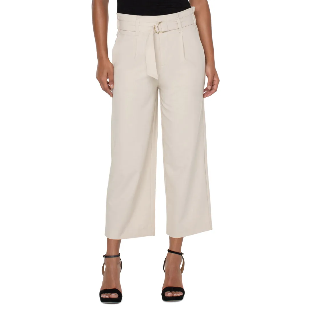 Liverpool Belted Paperbag Wide Leg Crop Pants (Dusty Tan & Serpentine)