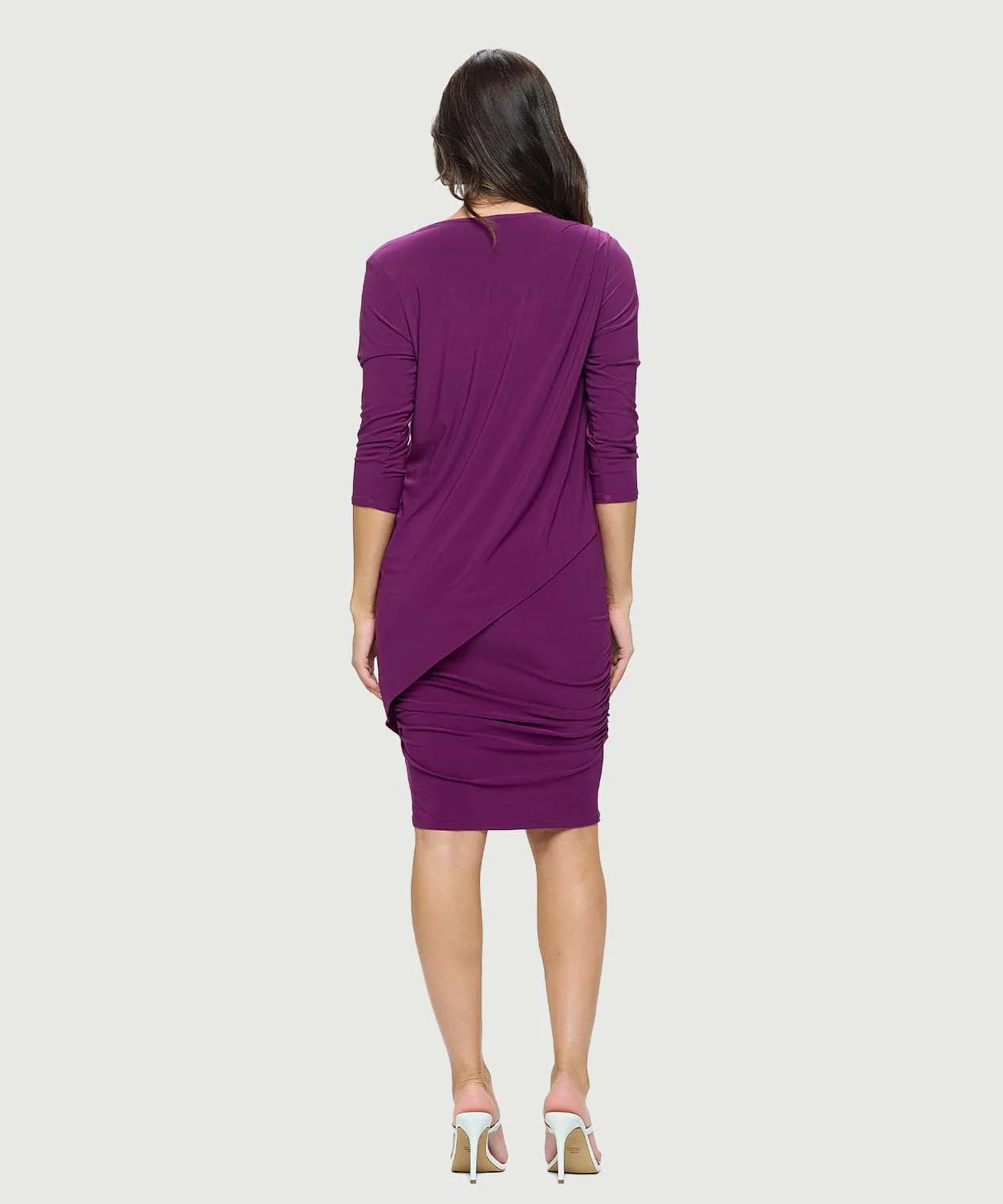 Long Sleeve V Neck Jersey Dress | Orchid