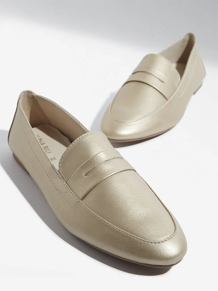 LUNA BLU Light Gold Solid Profile Loafers