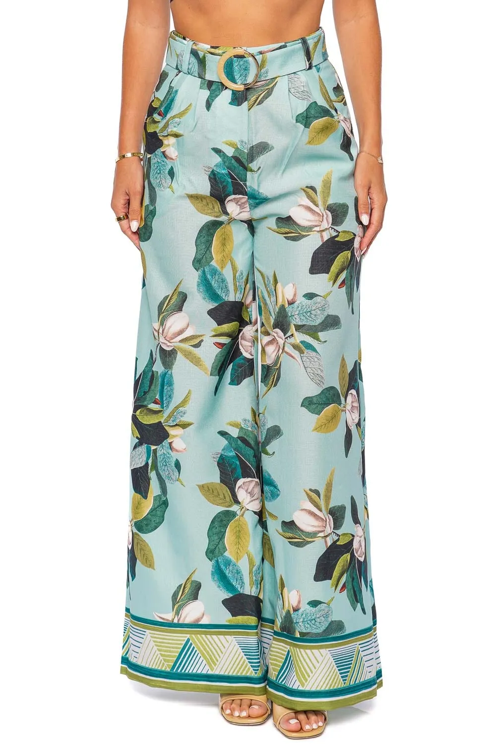 Magnolia Belted Floral Wide Leg Pant