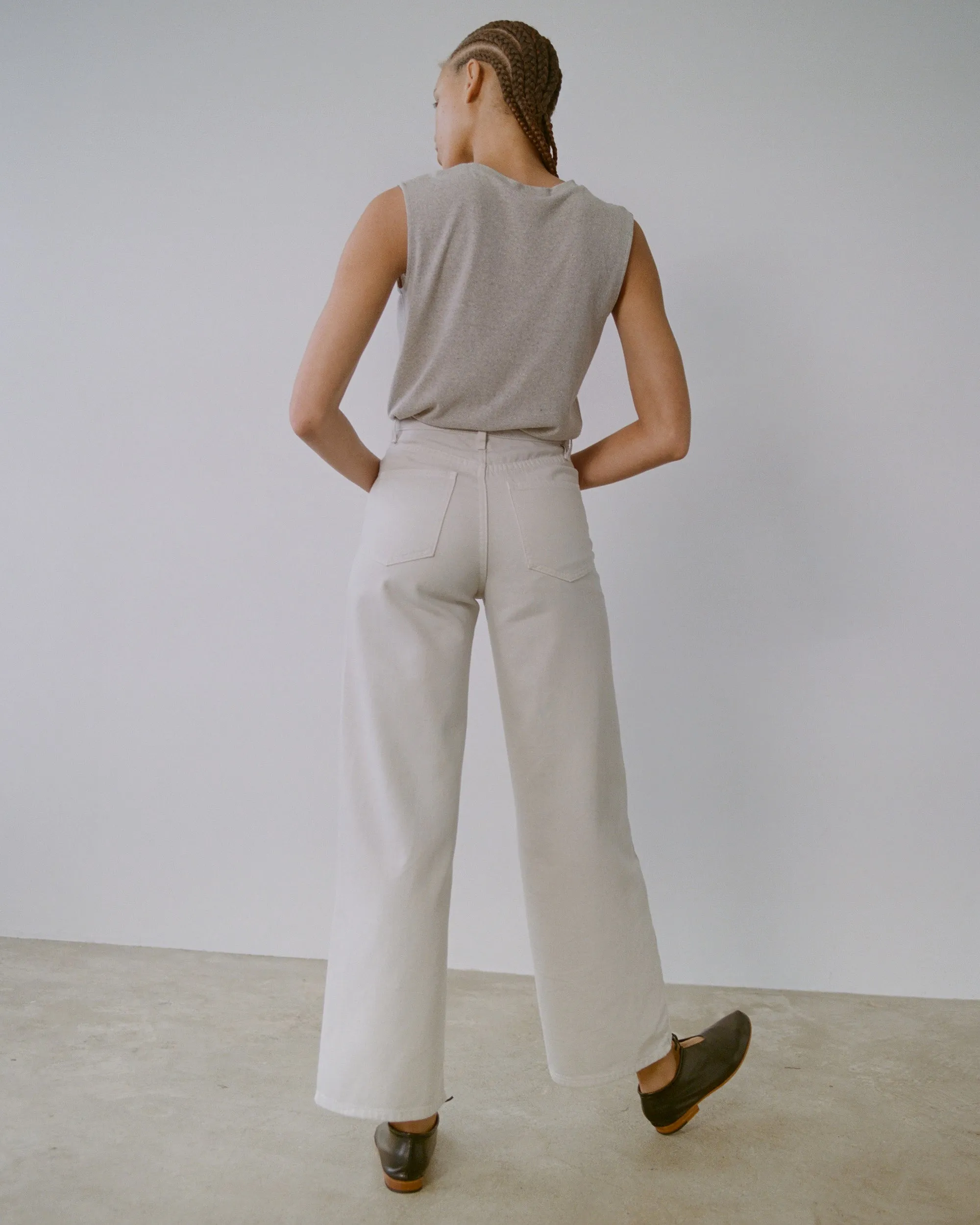 Mara Wide Leg Jean, Tencel Bull Denim, Stucco