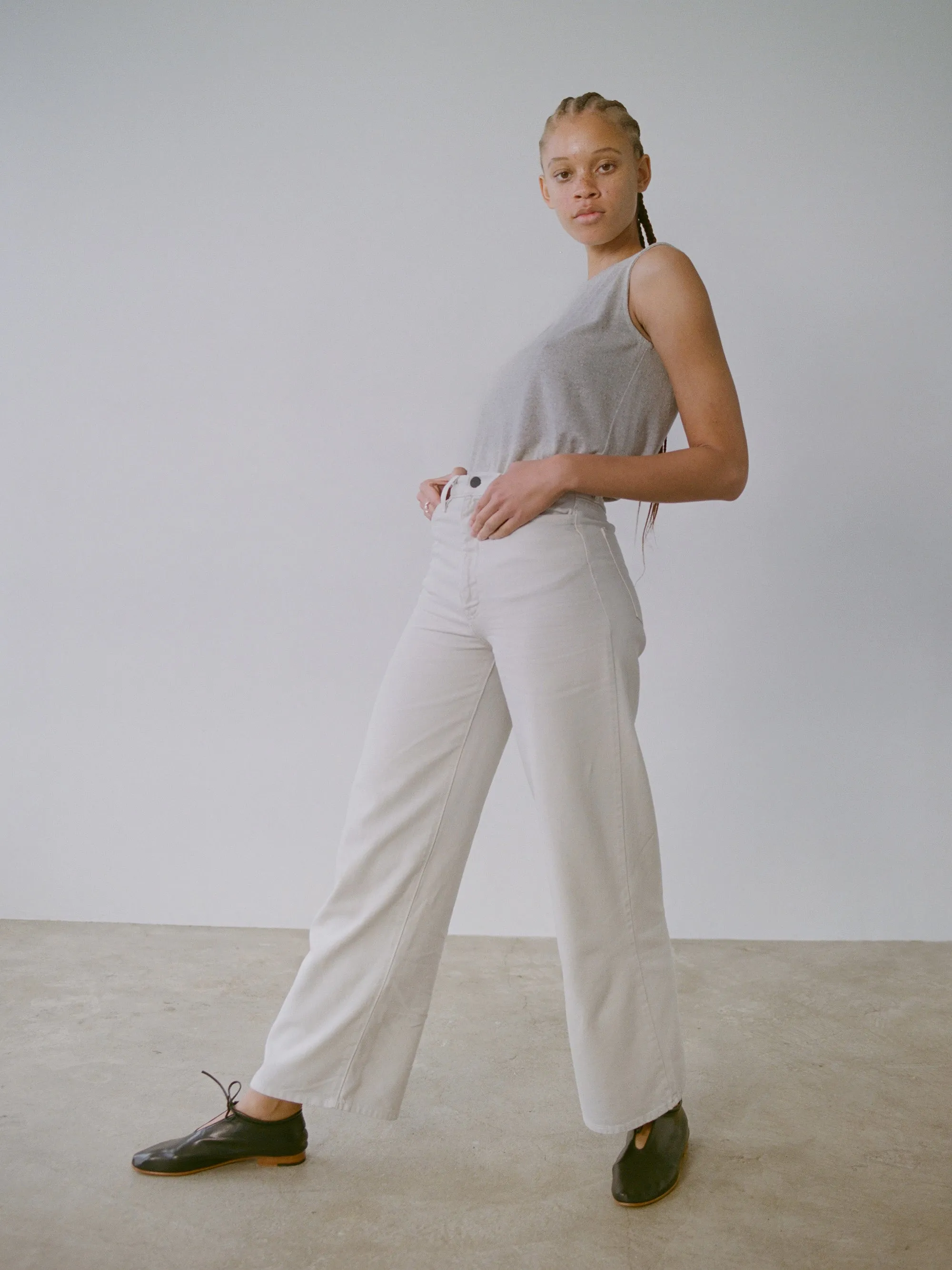 Mara Wide Leg Jean, Tencel Bull Denim, Stucco