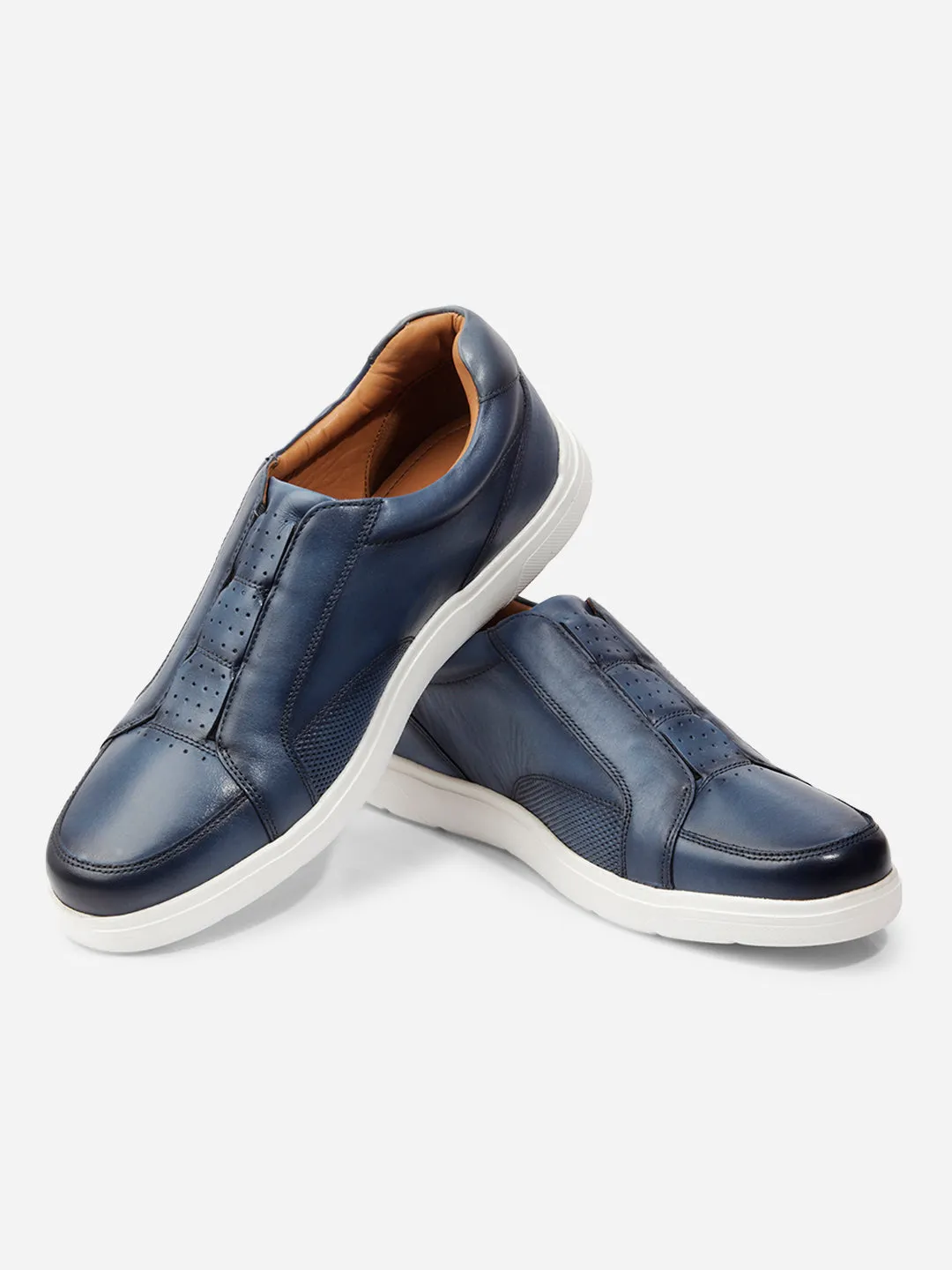 Men Blue Leather Sneaker (ID3088)