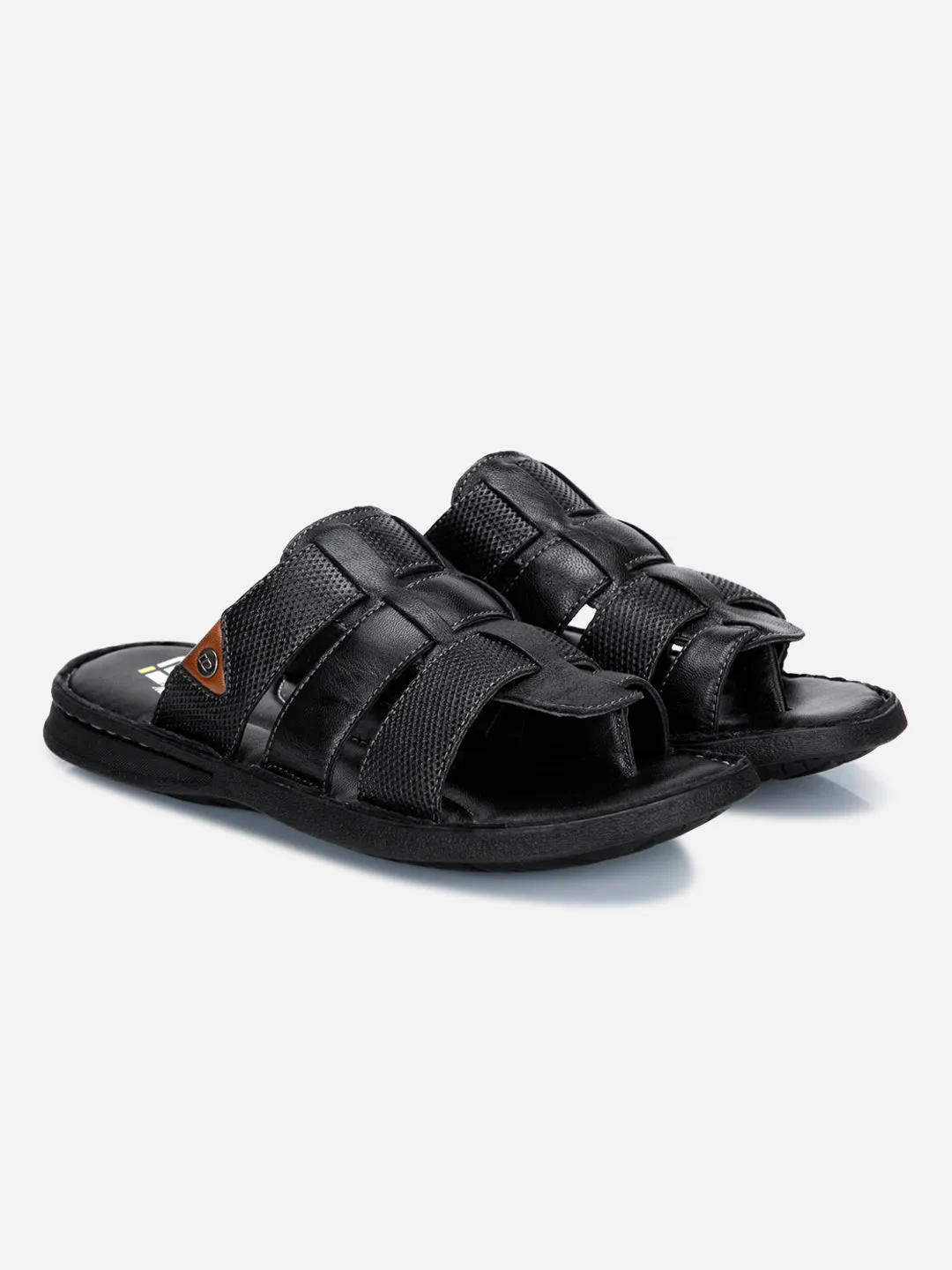 Men's Black Slip On Comfort Sandal (ID4129)