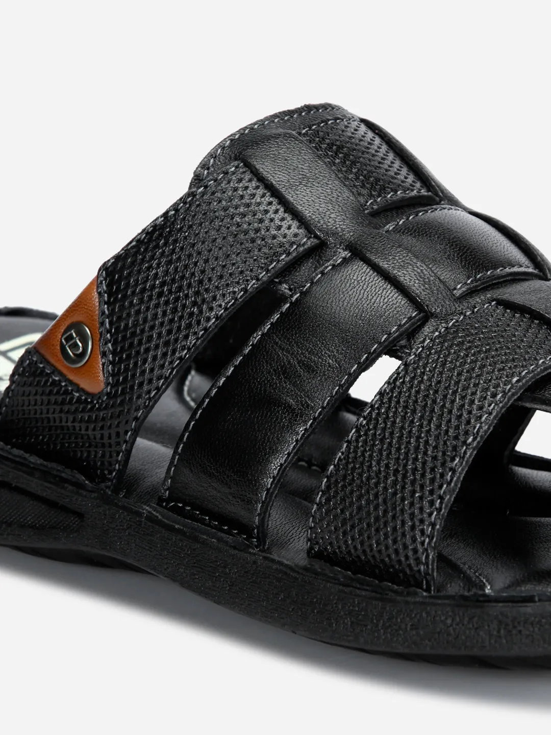 Men's Black Slip On Comfort Sandal (ID4129)