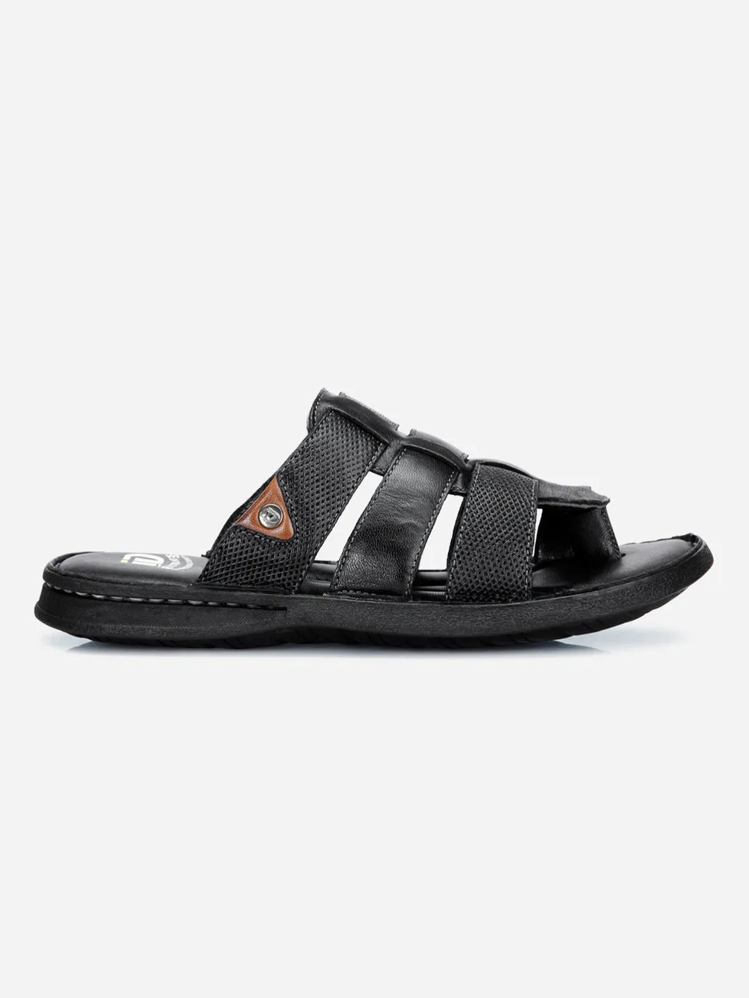 Men's Black Slip On Comfort Sandal (ID4129)