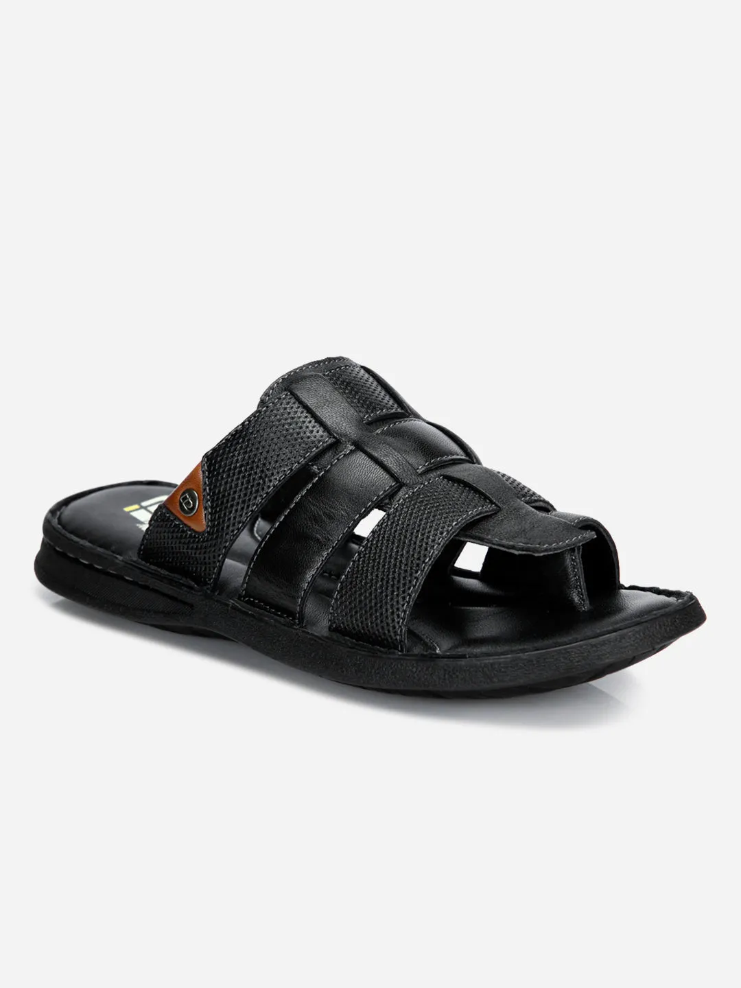 Men's Black Slip On Comfort Sandal (ID4129)