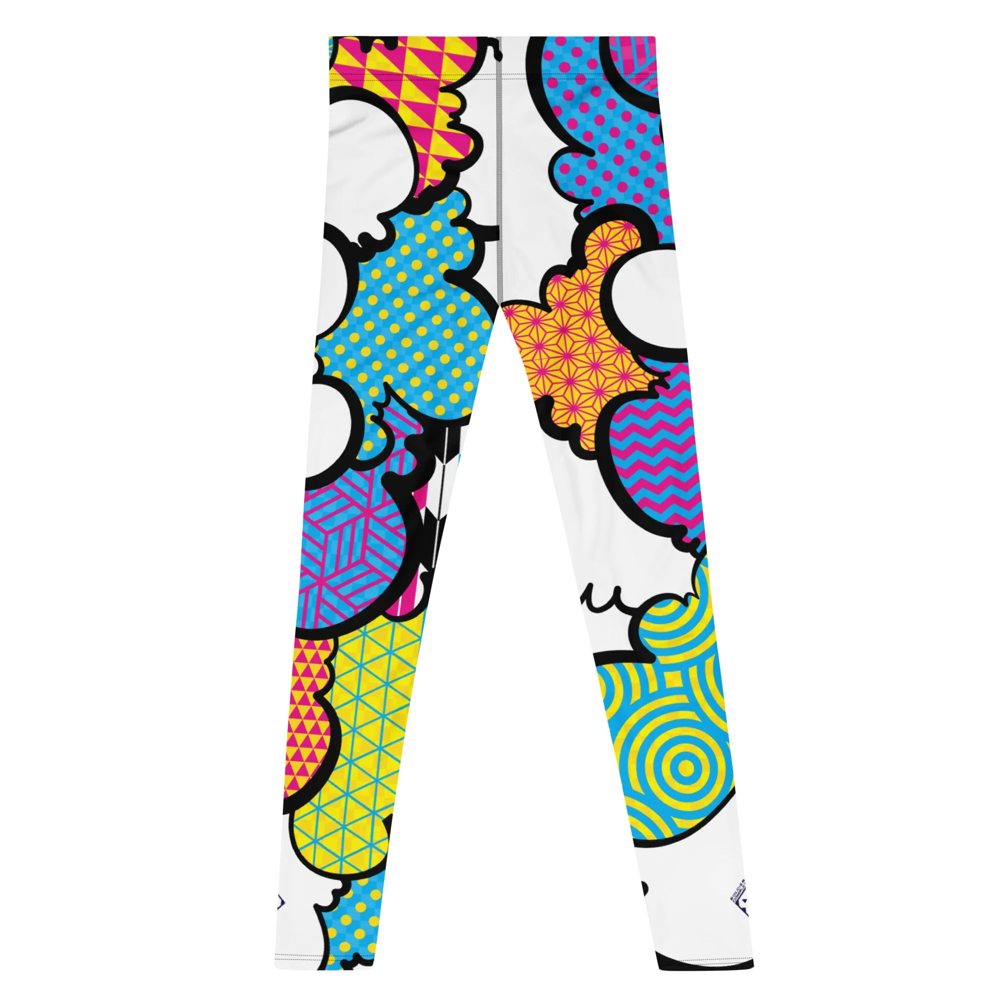 Men's CMYK Graffiti Clouds Pattern Athletic Leggings for Running, Gym, Jiu-Jitsu and MMA