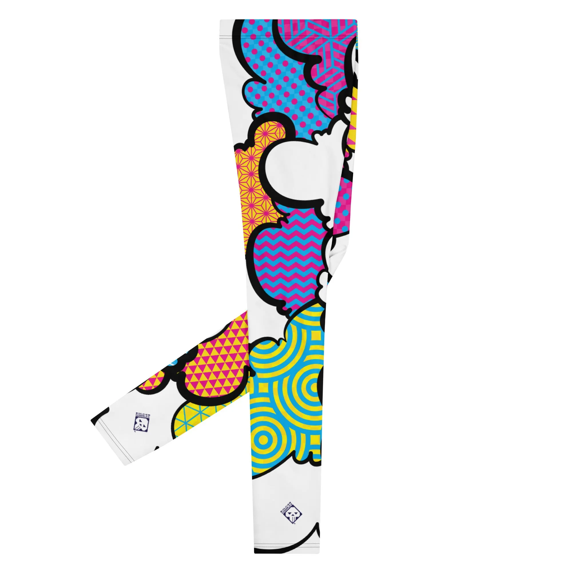 Men's CMYK Graffiti Clouds Pattern Athletic Leggings for Running, Gym, Jiu-Jitsu and MMA