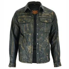 Men's Distressed Leather Shirt