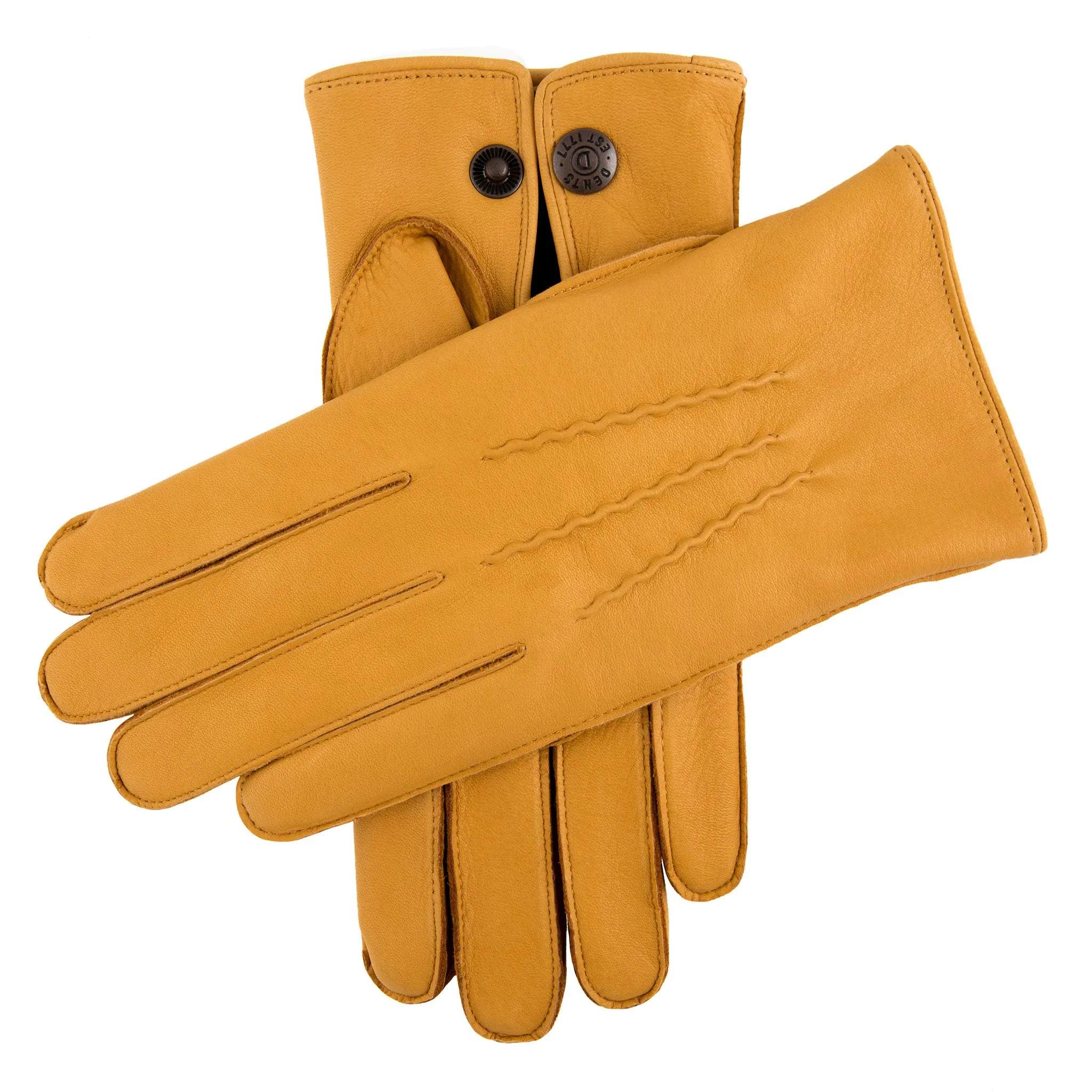 Men's Heritage Three-Point Cashmere-Lined Deerskin Leather Gloves