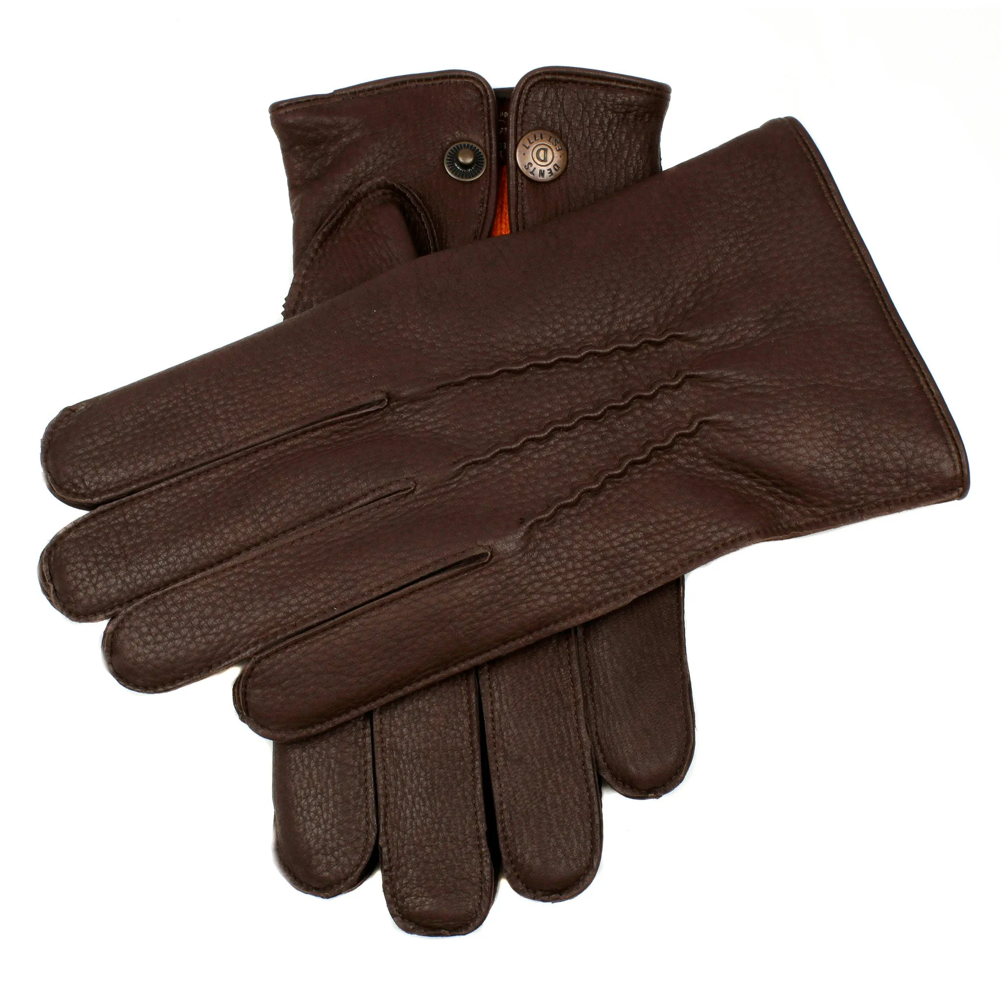 Men's Heritage Three-Point Cashmere-Lined Deerskin Leather Gloves