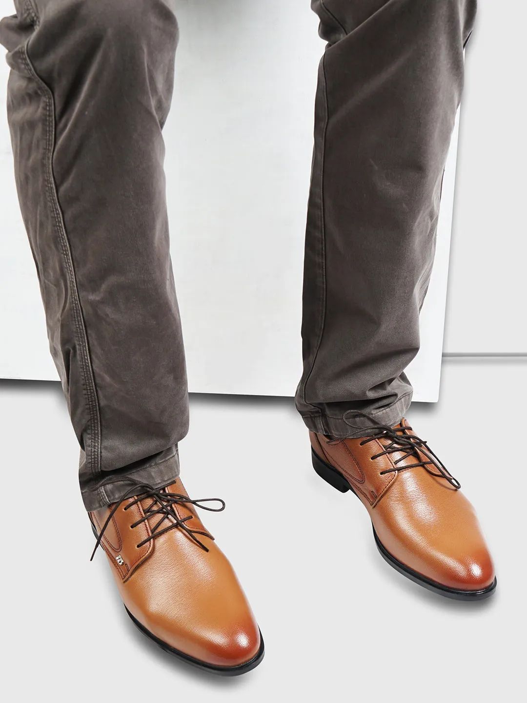 Men's Tan Round Toe Lace Up Formal (ID6023)