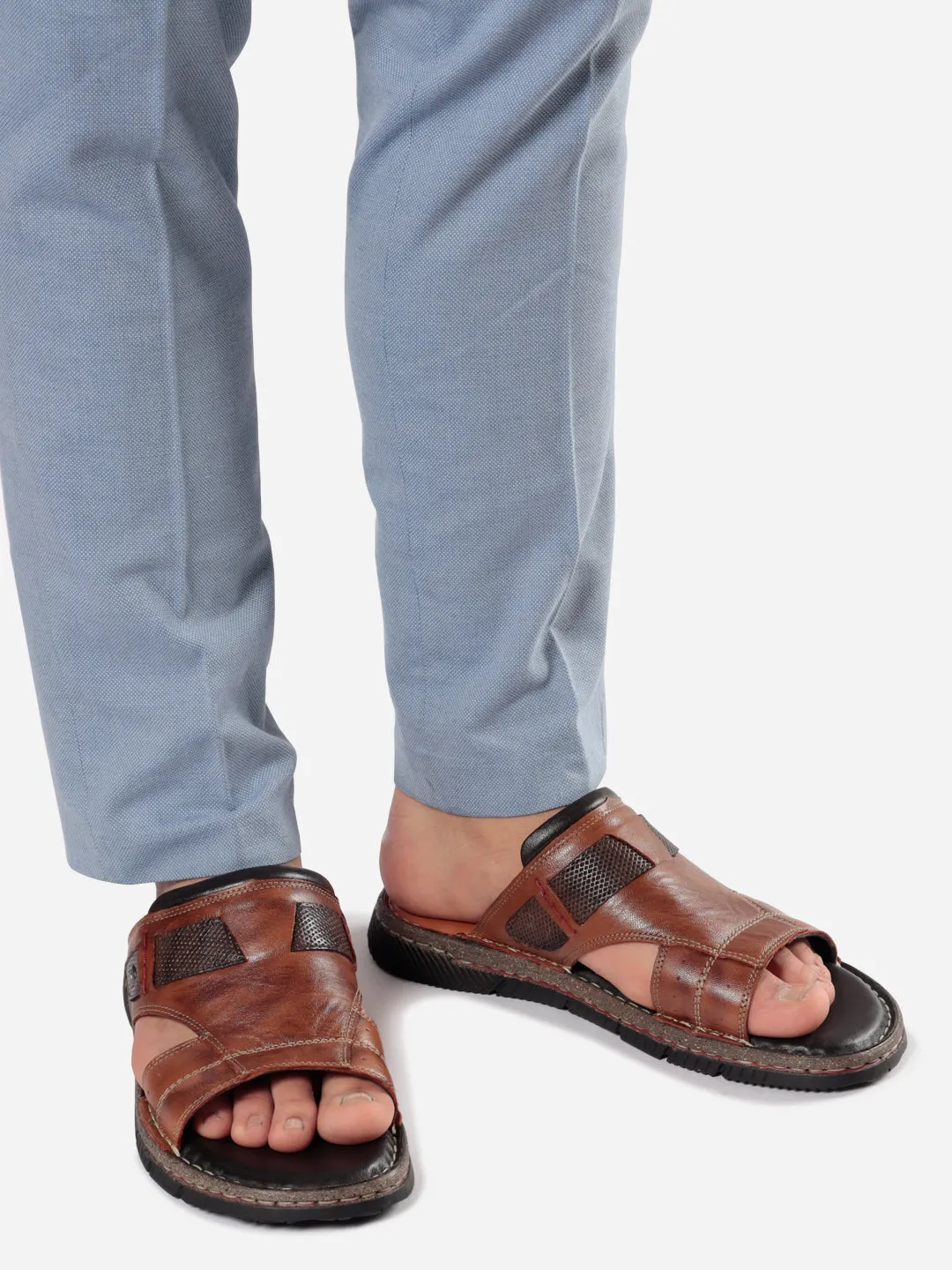 Men's Tan Slip On Casual Sandal (ID4105)