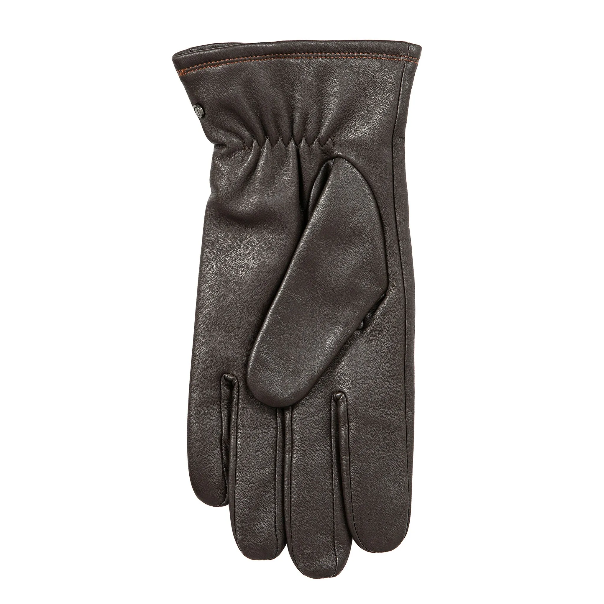 Men’s Touchscreen Lined Leather Gloves with Contrast Stitching