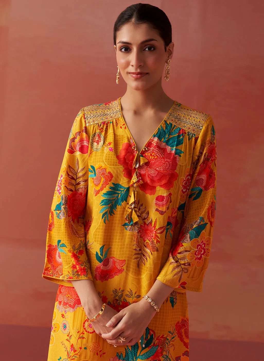 Noorani Mustard Printed Kurta