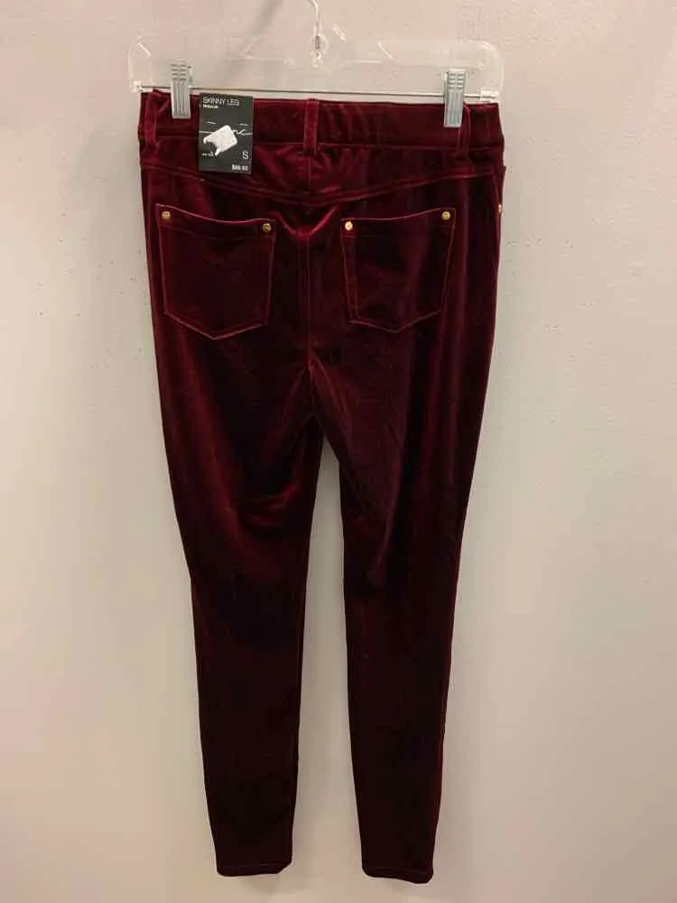 NWT Size S INC BOTTOMS WINE Velour SKINNY Pants