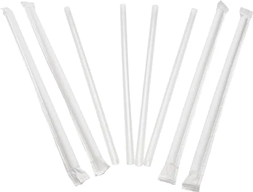 Paper Wrapped Clear 7.75'' 5.6mm, 0.43g Jumbo Straight Straw, 500pcs/bag, 24bags/ctn