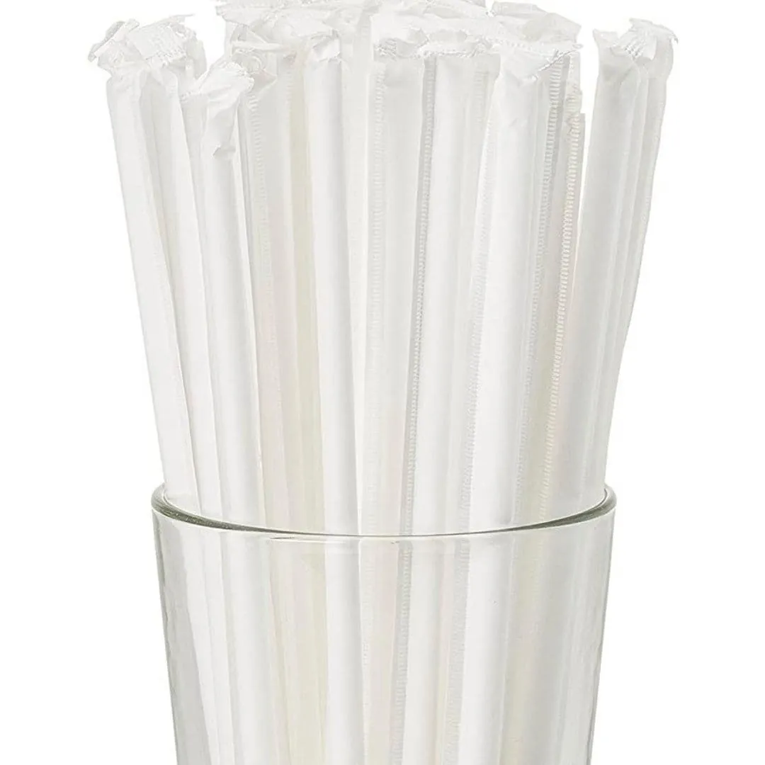 Paper Wrapped Clear 7.75'' 5.6mm, 0.43g Jumbo Straight Straw, 500pcs/bag, 24bags/ctn