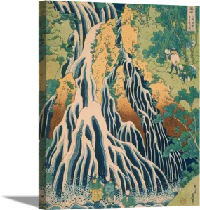 Pilgrims at Kirifuri Waterfall | Katsushika Hokusai Masters Classic Art in Gallery Wrapped Canvas | Various Sizes