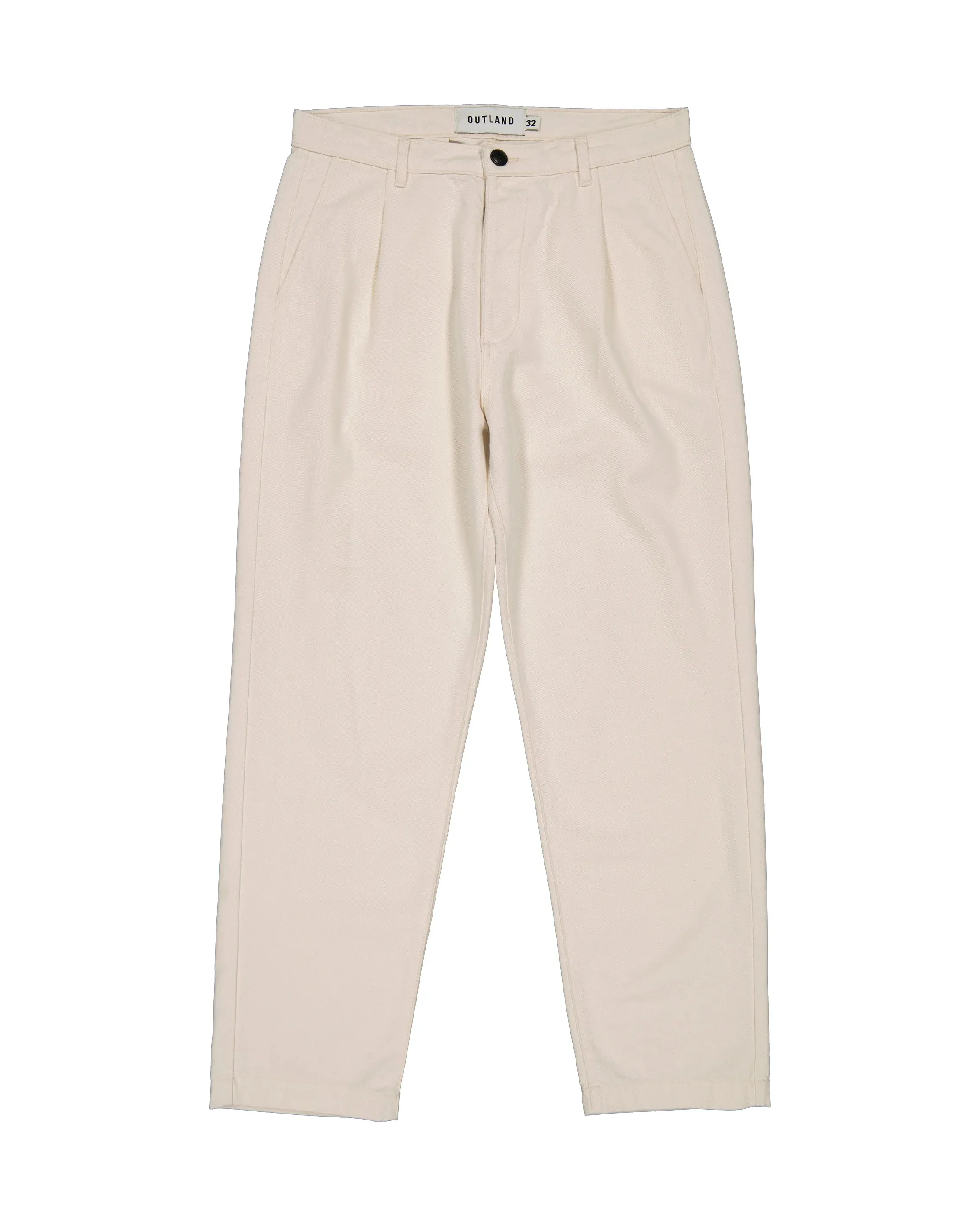 Pleats Twill Pants - Ecru