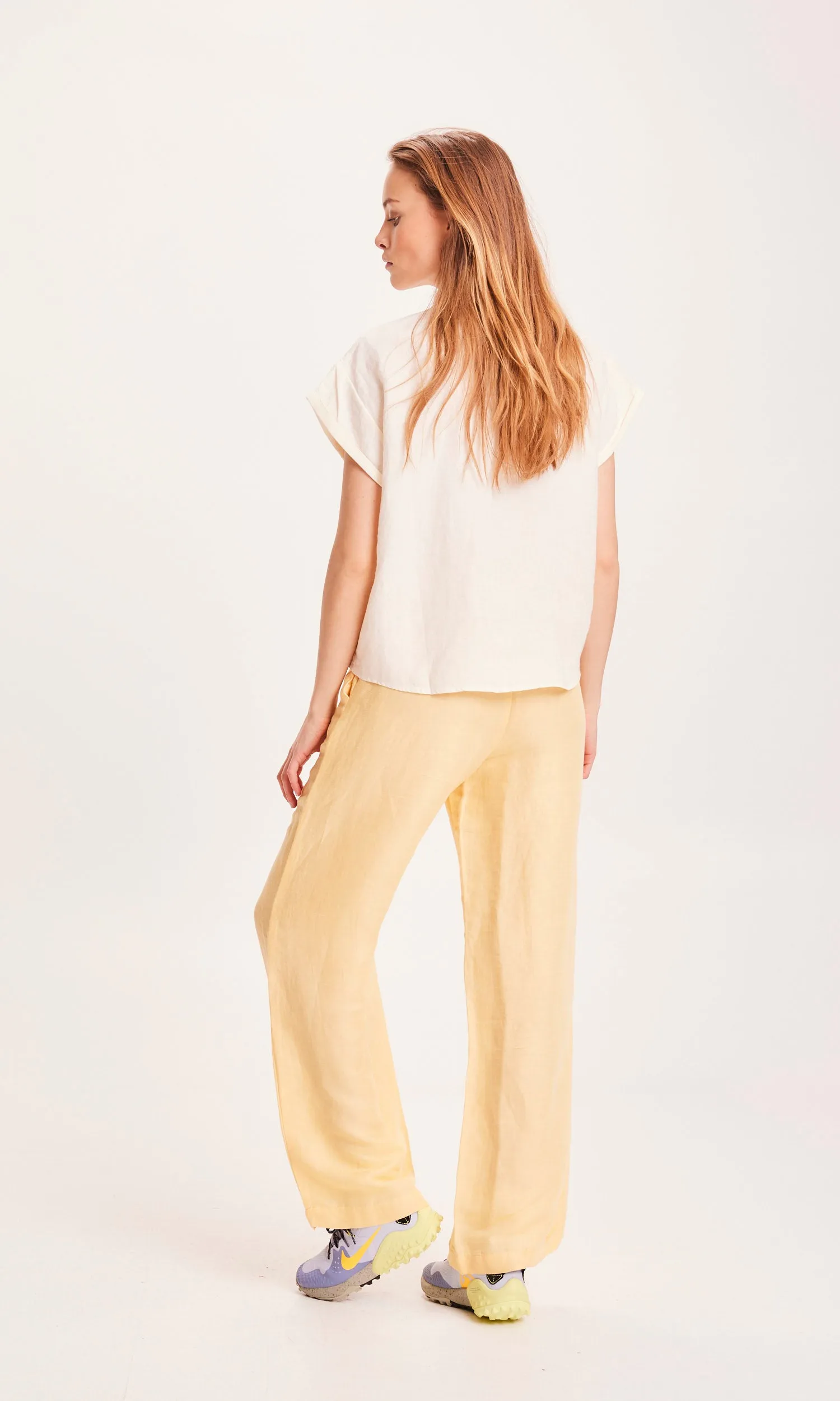 POSEY Linen Mix Elastic Waist Pants - Impala