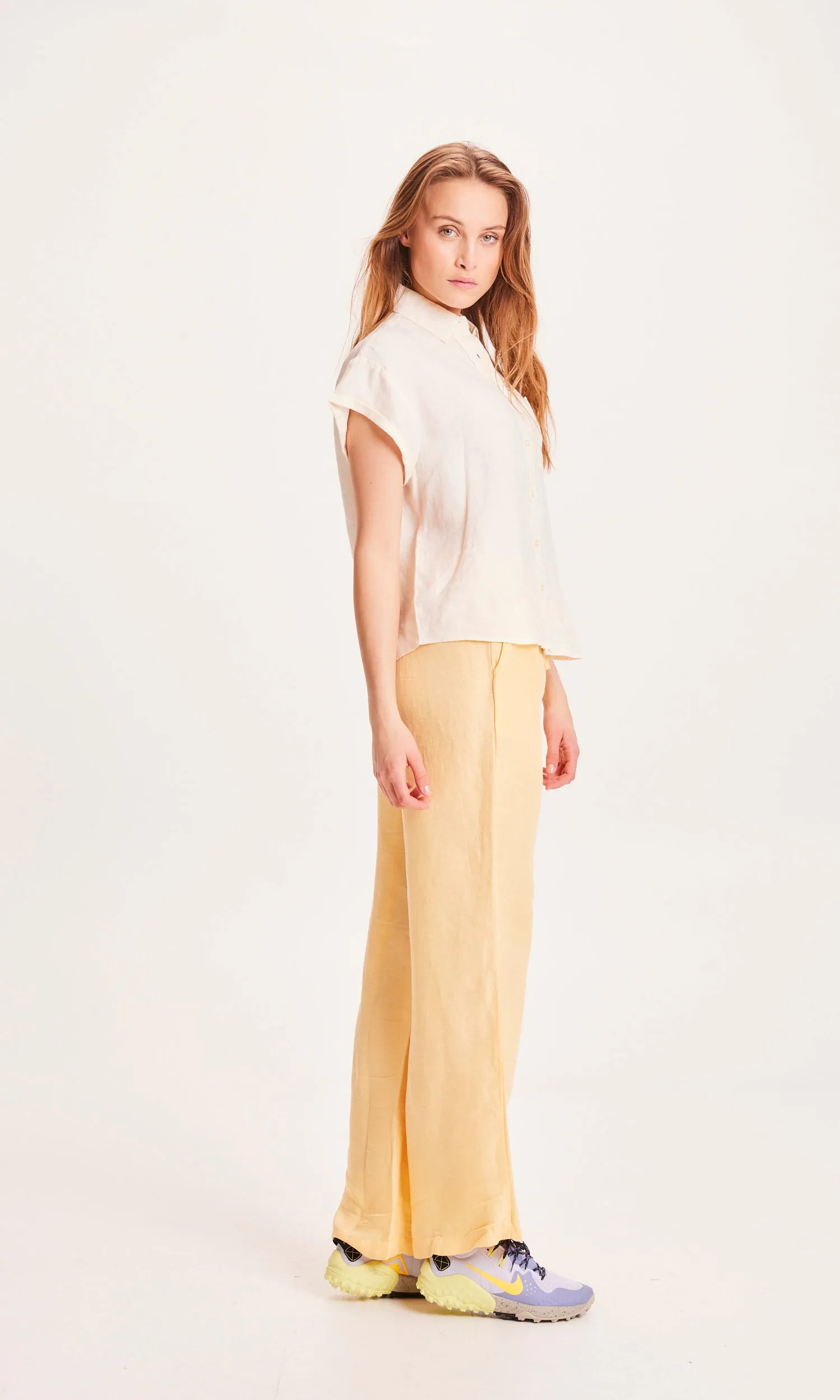 POSEY Linen Mix Elastic Waist Pants - Impala