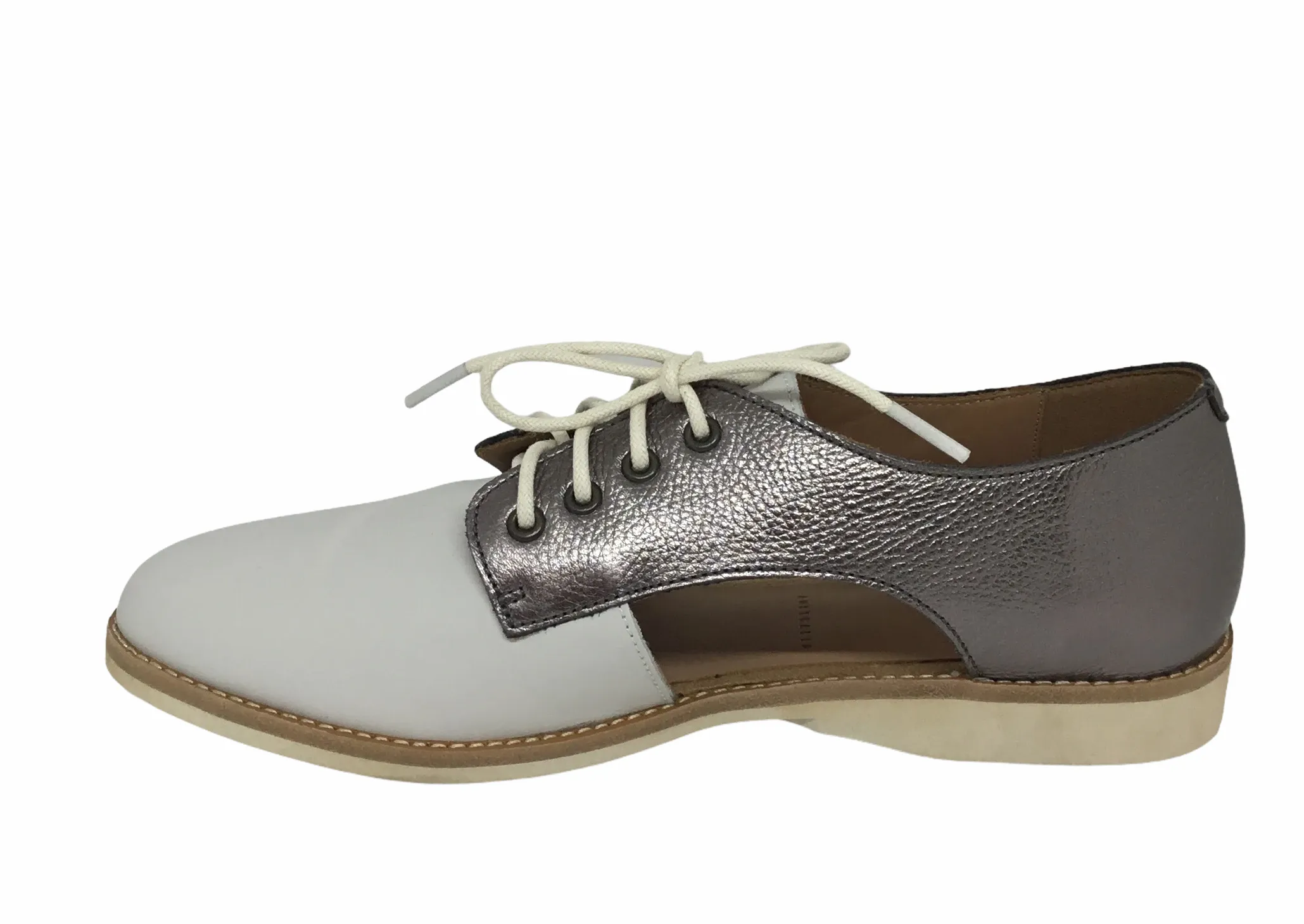 Rollie Sidecut White Pewter Leather derby