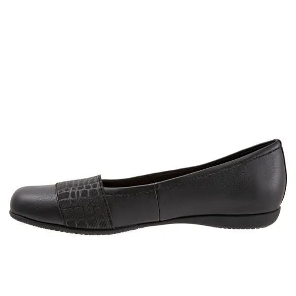 Samantha 048  Black Croco Ballet Flat Shoes