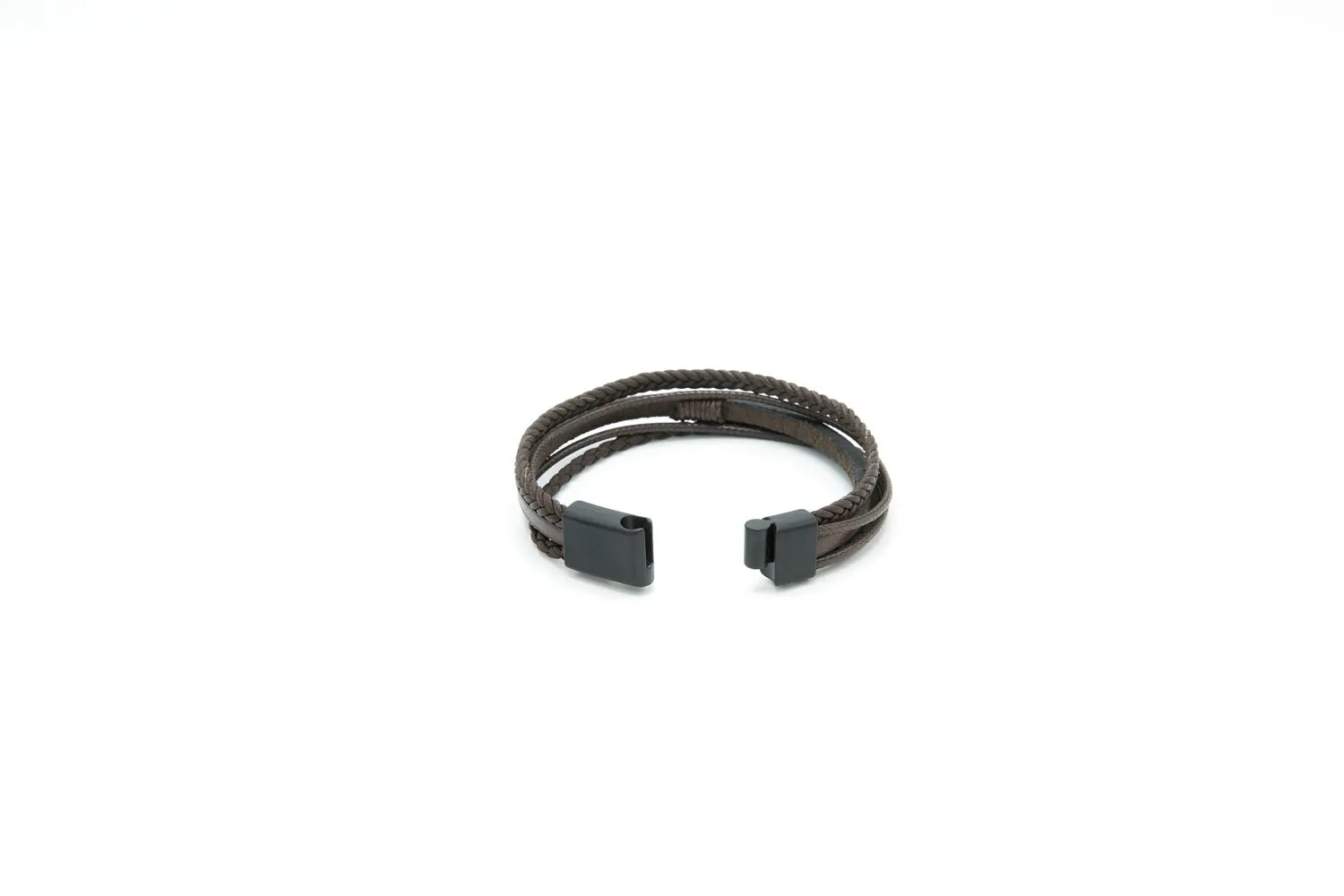 Sleek Genuine Leather Braided Bracelet 15mm Magnetic Lock Clasp Fathers Day Gift