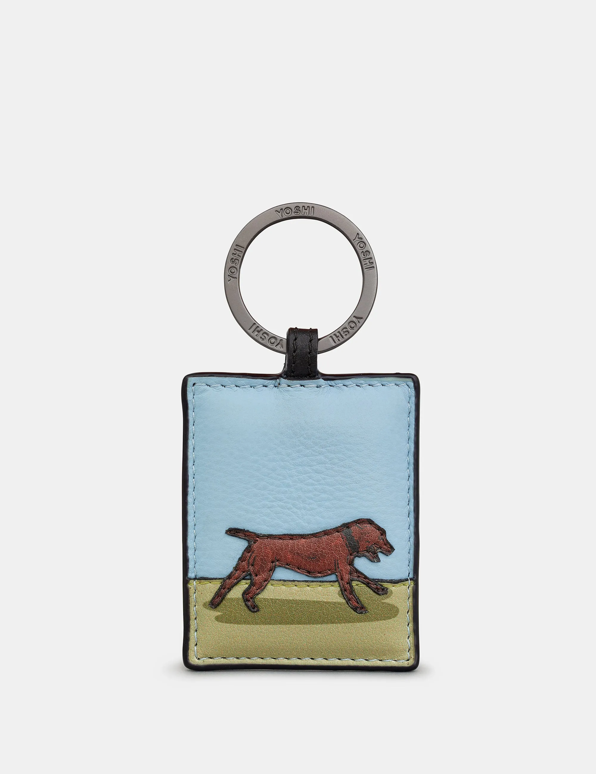 Staffordshire Bull Terrier Dog Walk Black Leather Keyring