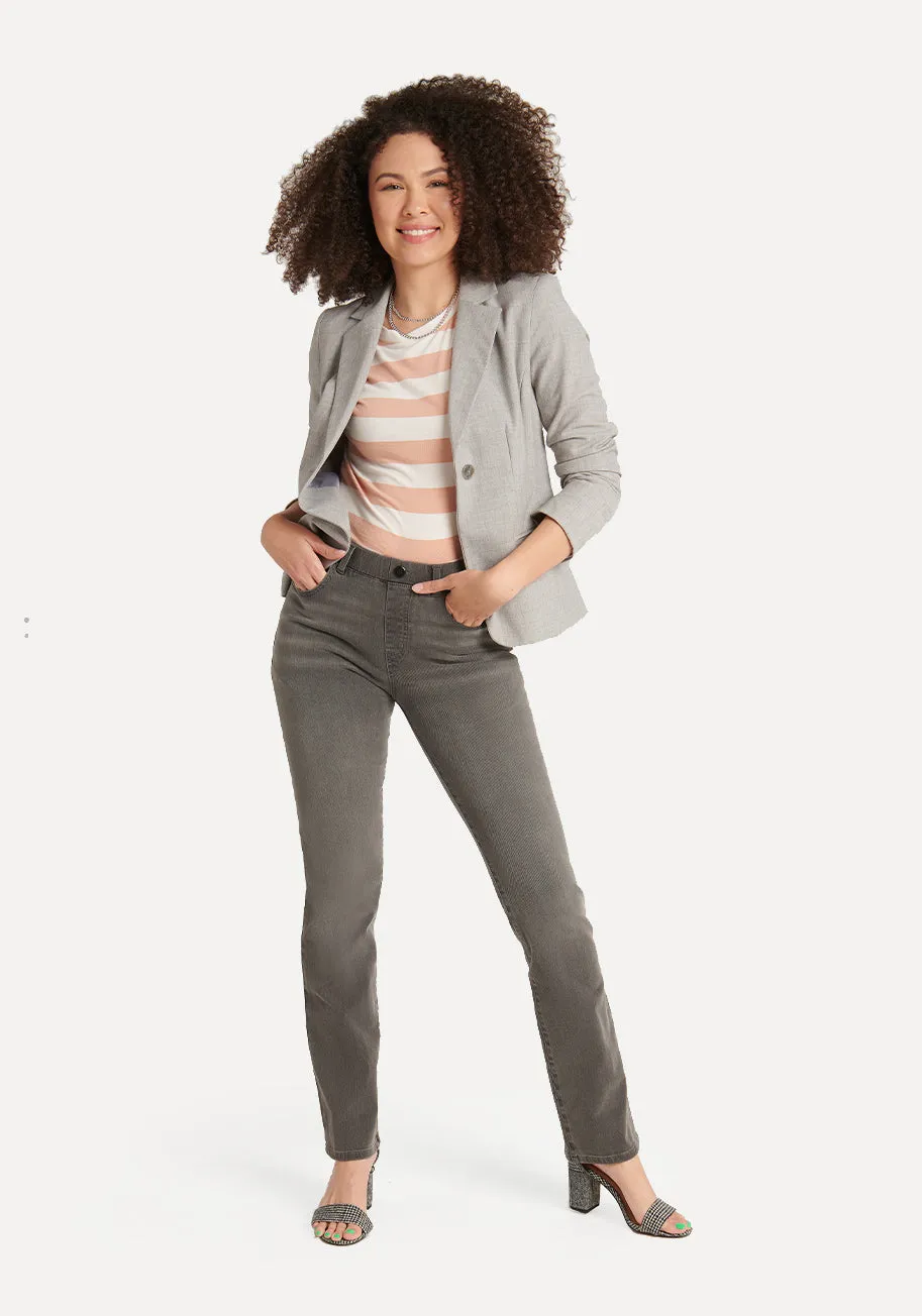 Straight-Leg | 4-Pocket Betabrand Yoga Denim (Rinsed Gray)