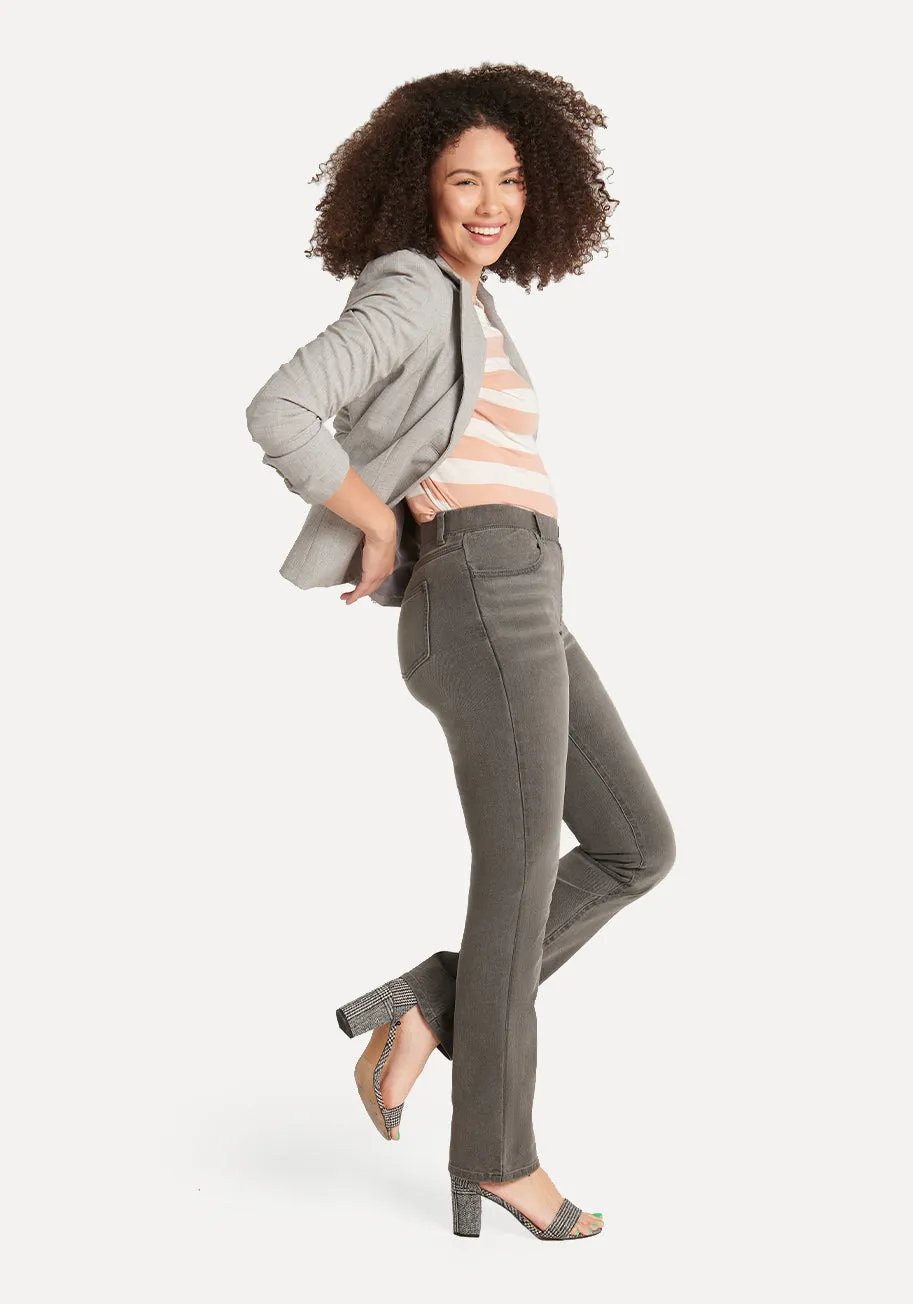 Straight-Leg | 4-Pocket Betabrand Yoga Denim (Rinsed Gray)