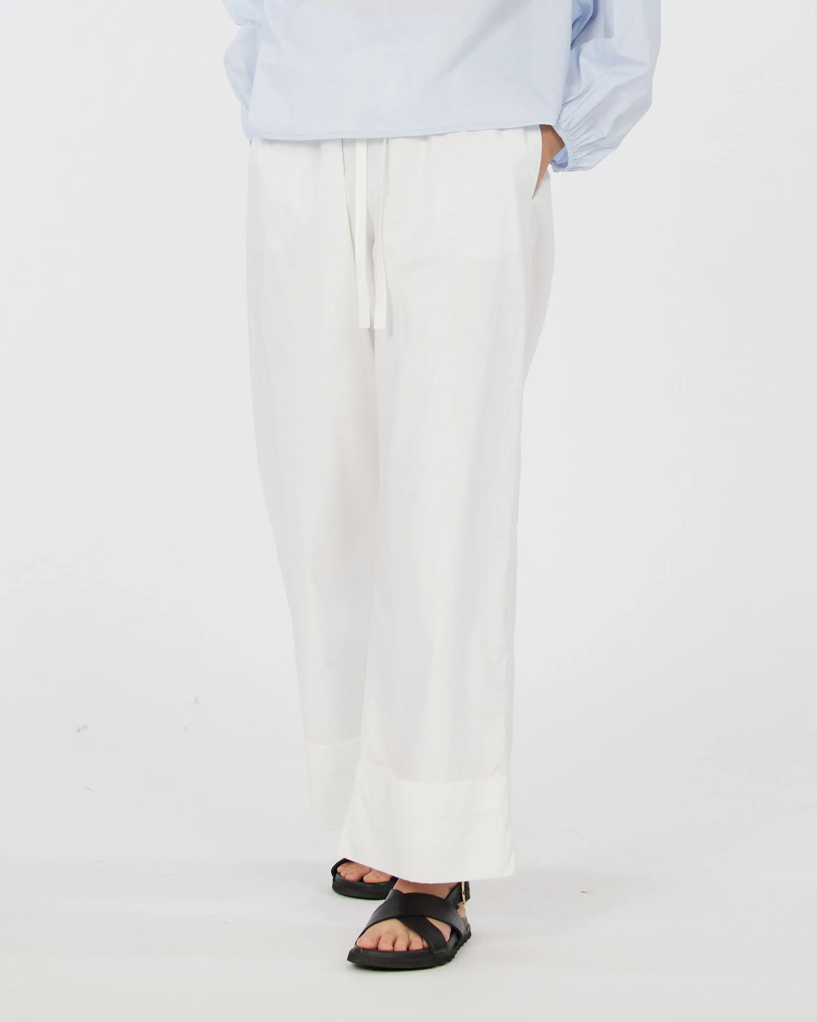 Tahlia Cotton Poplin Cropped Pant - White