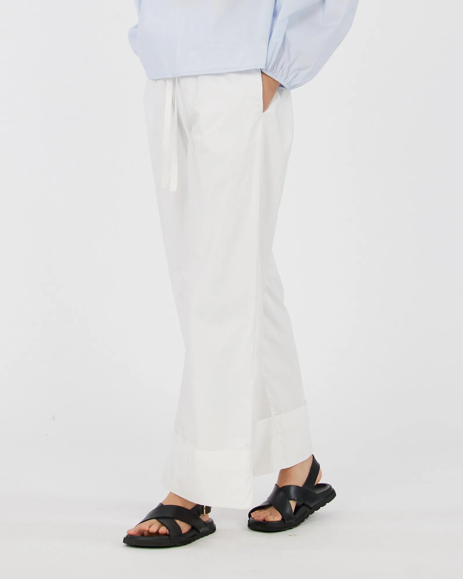 Tahlia Cotton Poplin Cropped Pant - White