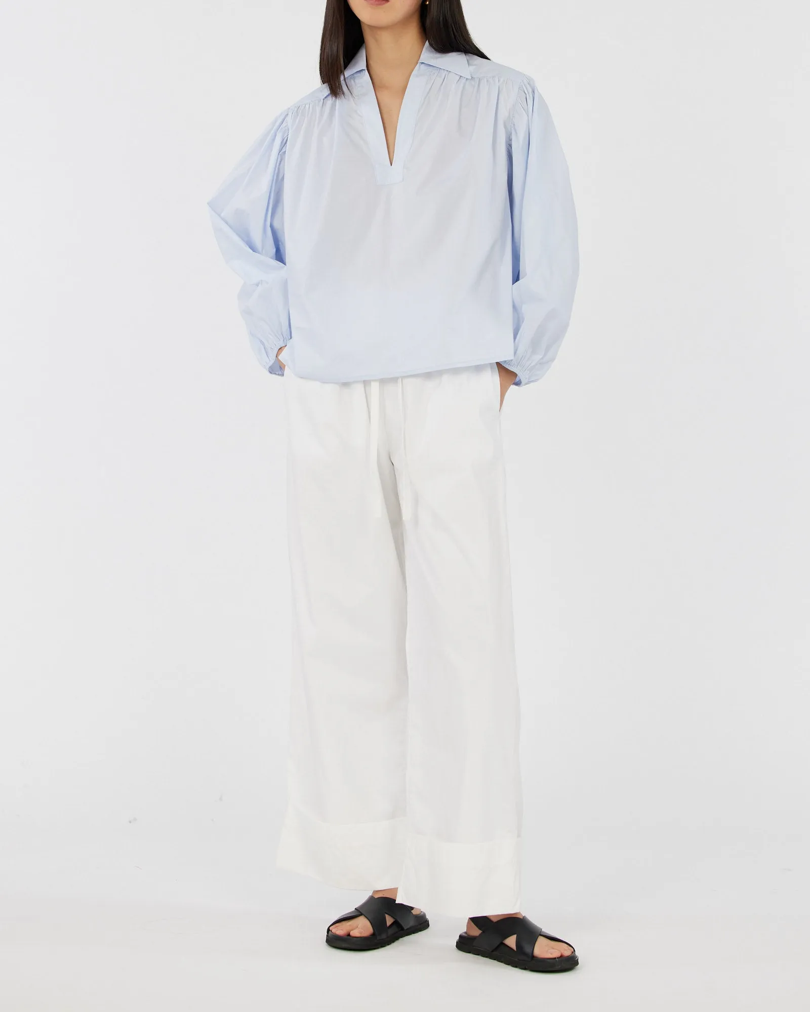 Tahlia Cotton Poplin Cropped Pant - White