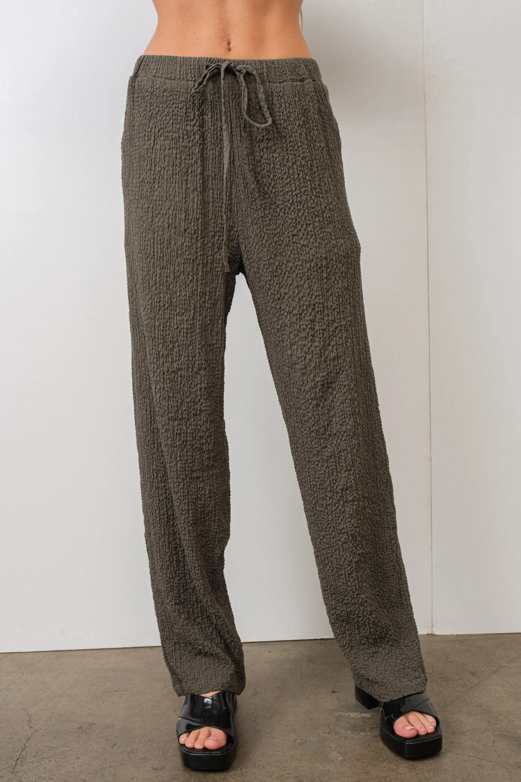 Textured Wide Leg Pants