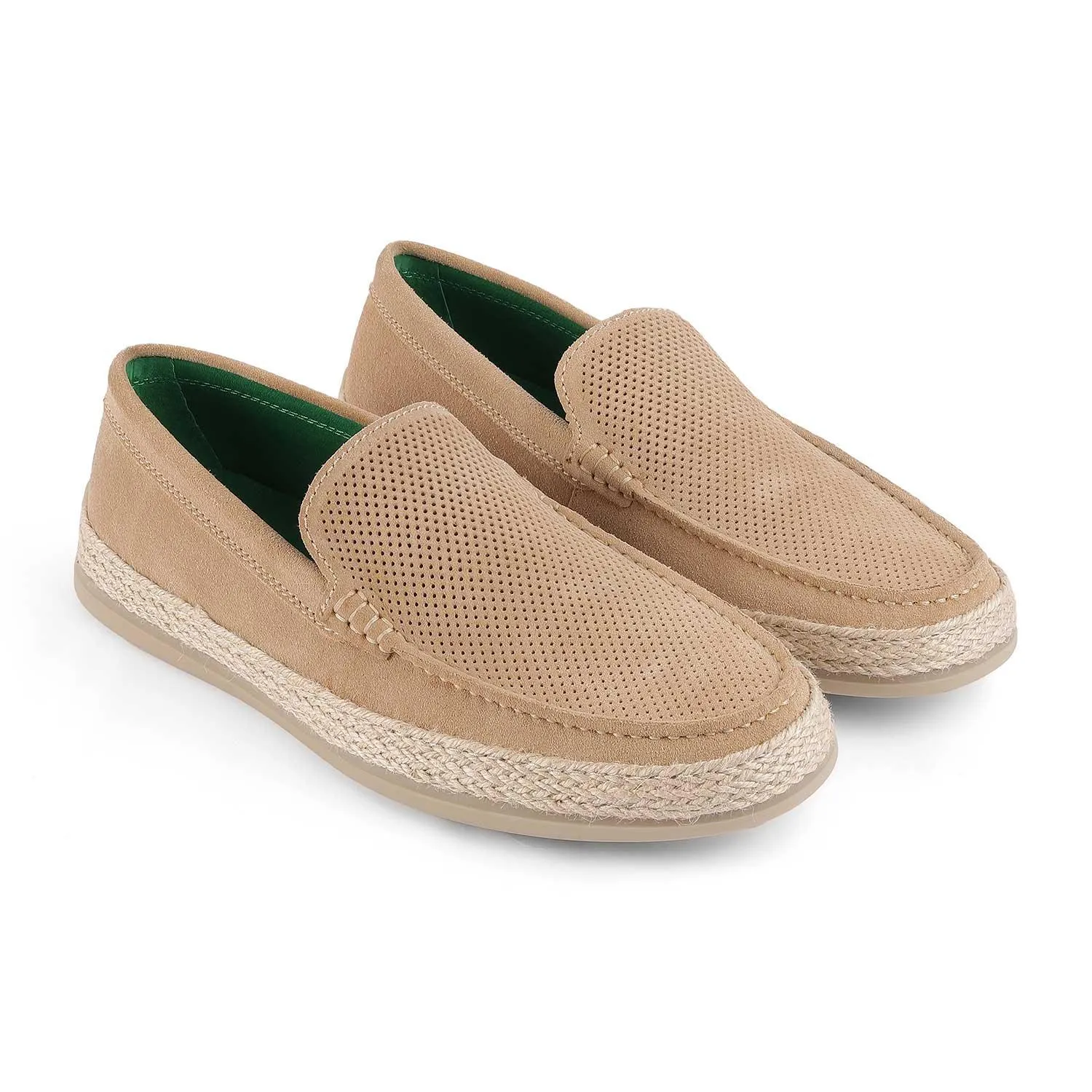 Tresmode Bath Beige Men's Suede Leather Loafers