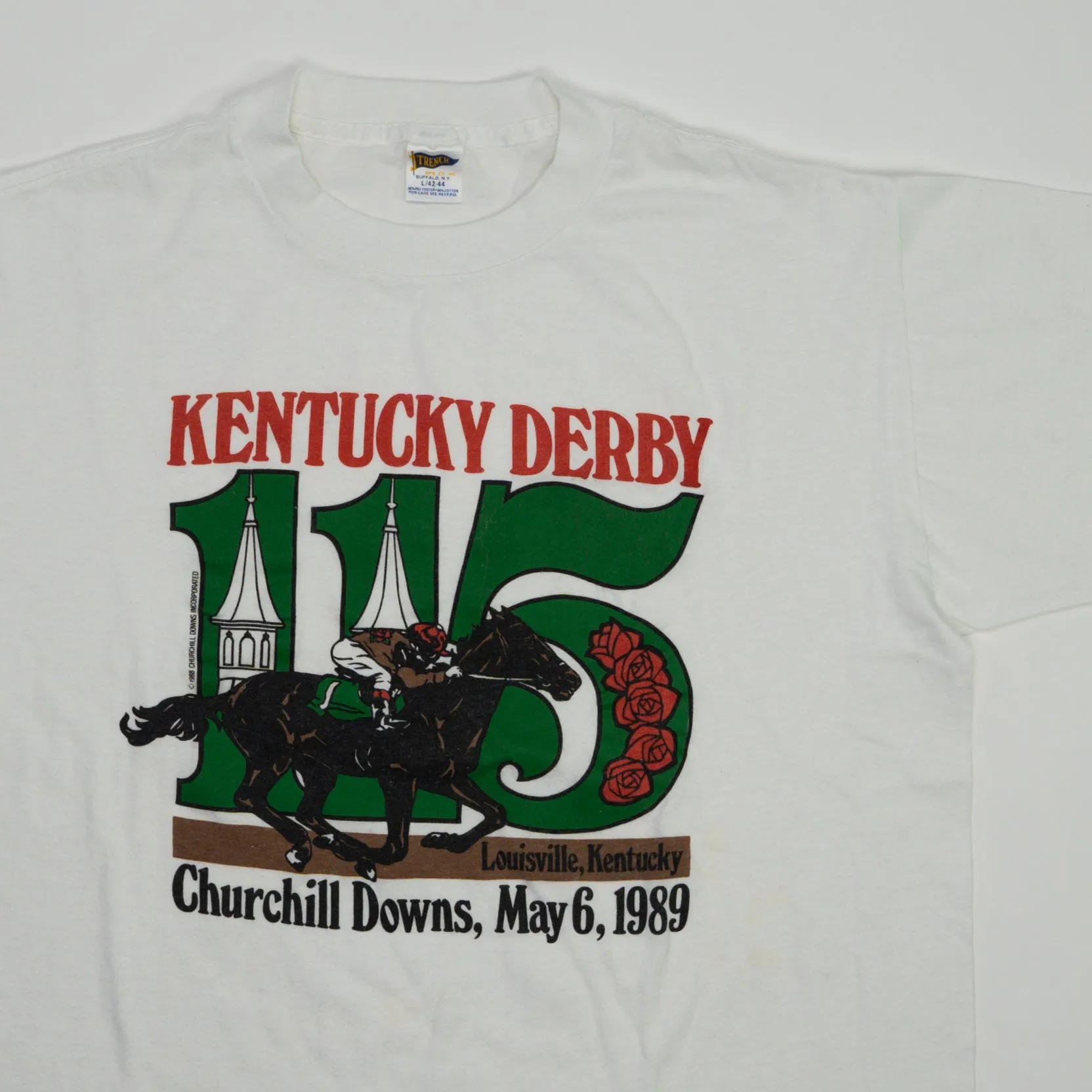 Vintage '89 White Kentucky Derby 115 Tee (M)