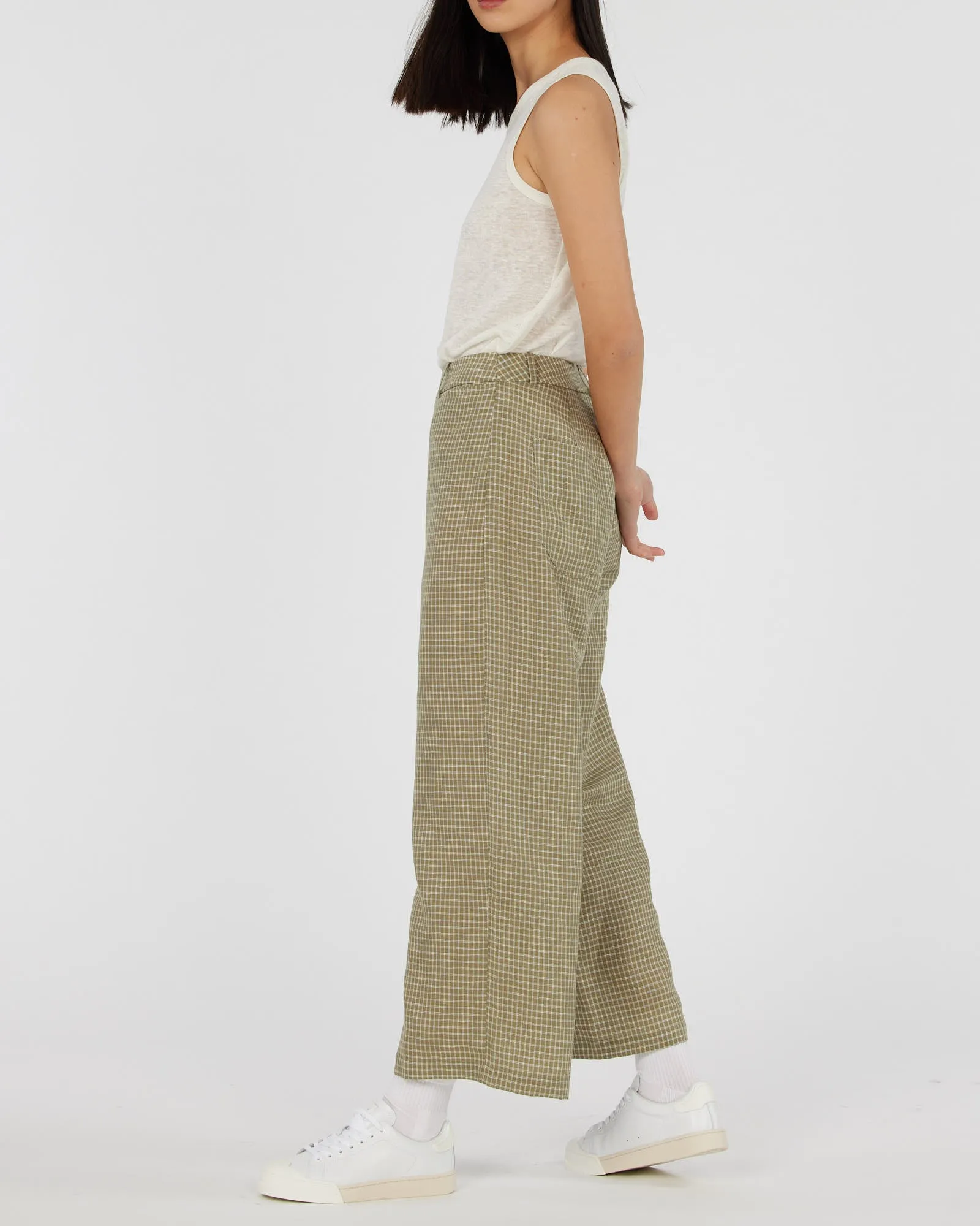 Virtuous Check Cropped Pant - Olive