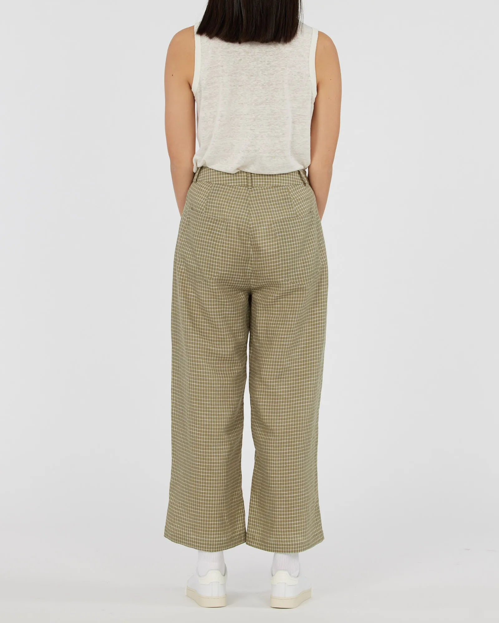 Virtuous Check Cropped Pant - Olive